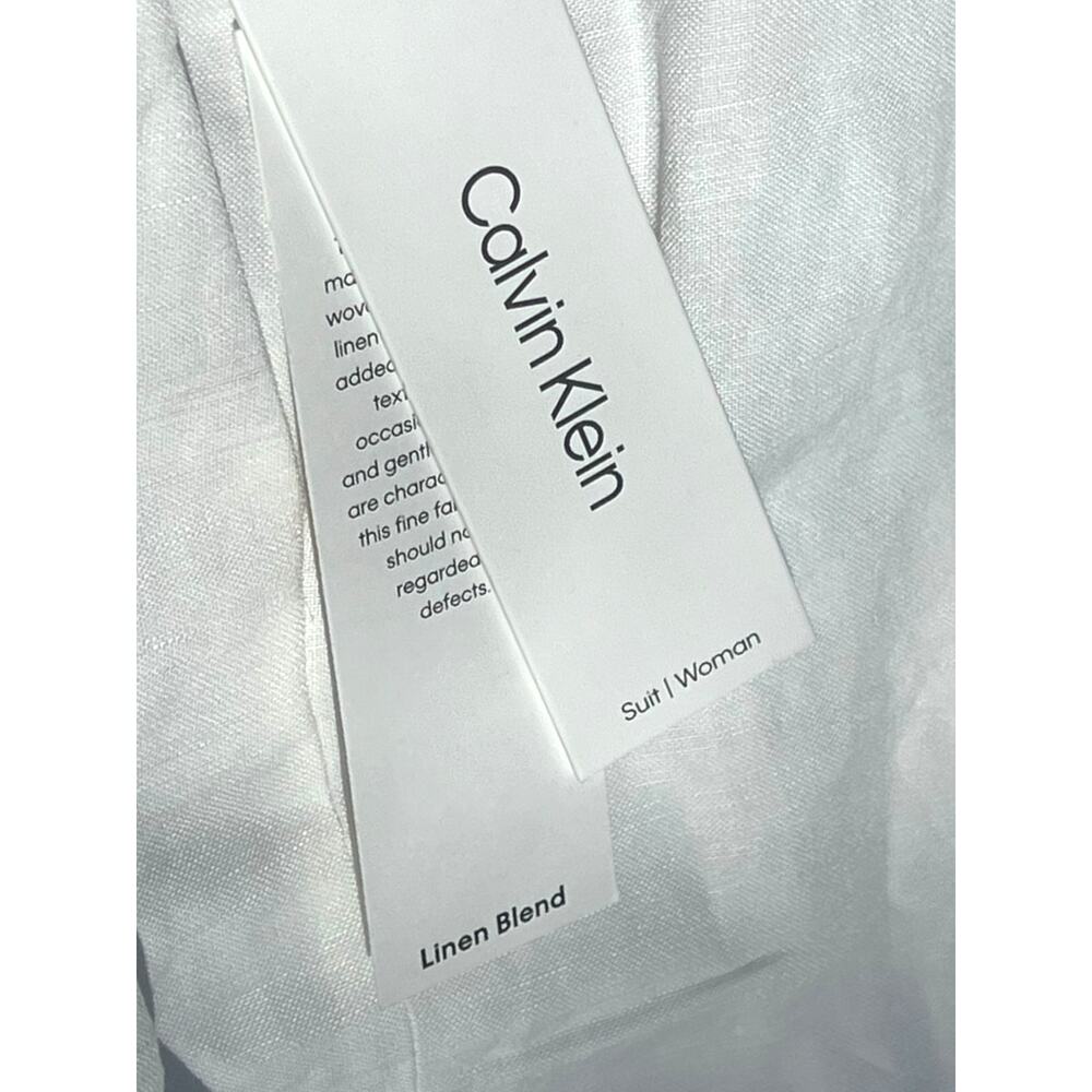 Calvin Klein Linen Tapered Ankle Dress Pants | Women Plus 20W, White NEW $109 - Picture 10 of 15